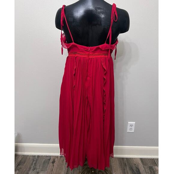 Lulu’s “Never a Dull Moment” Dress Sz L Babydoll TieStrap Pleated Dress Cocktail - Picture 2 of 8